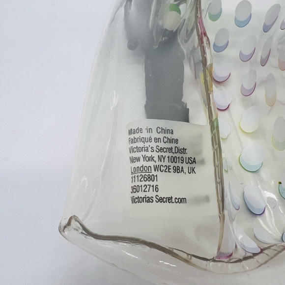 PINK  CLEAR COSMETIC BEACH BAG WITH A HAPPY FACE AND POLKADOTS MADE PVC PLASTIC - Picture 10 of 14